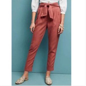 ANTHROPOLOGIE CARTONNIER ROSE KINGSLEY BELTED TAPERED PANT SIZE 6